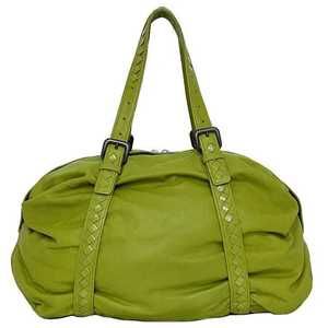 Bottega Veneta Luxury Elegant Large Leather Boston Bag Green